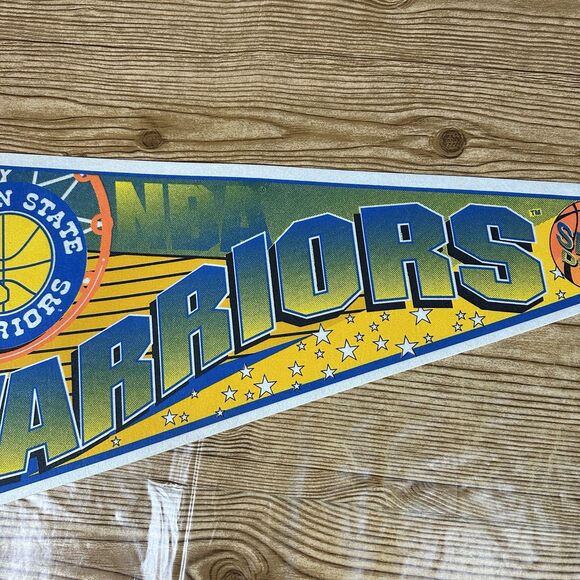 Vintage NBA Golden State Warriors Basketball Pennant WINCRAFT 1990's 30x12” - Picture 4 of 13